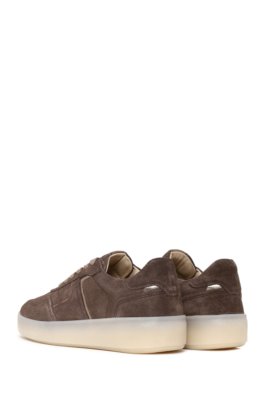 Woman Mink Lace-Up Suede Leather Sneaker