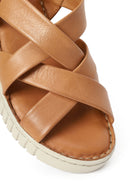 Woman Tan Chunky-Soled Leather Comfort Sandals | Derimod