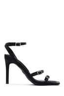 Women's Black Ankle Strap Thin Heel Sandals | Derimod
