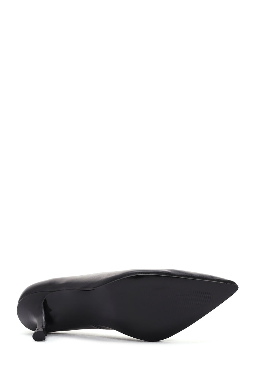 Women's Black Thin Heeled Leather Stiletto