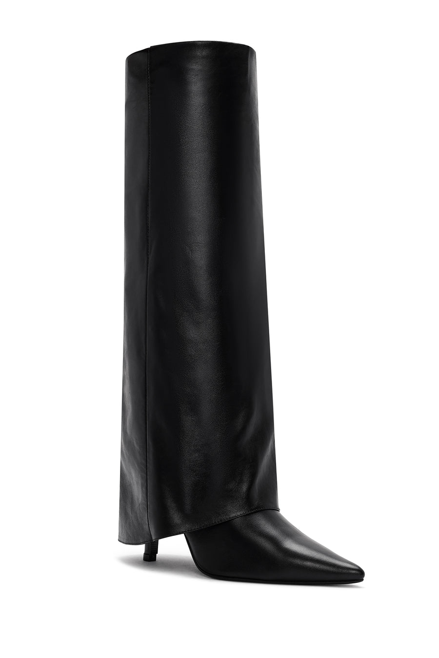 Woman Black Thin High Heels Leather Boot
