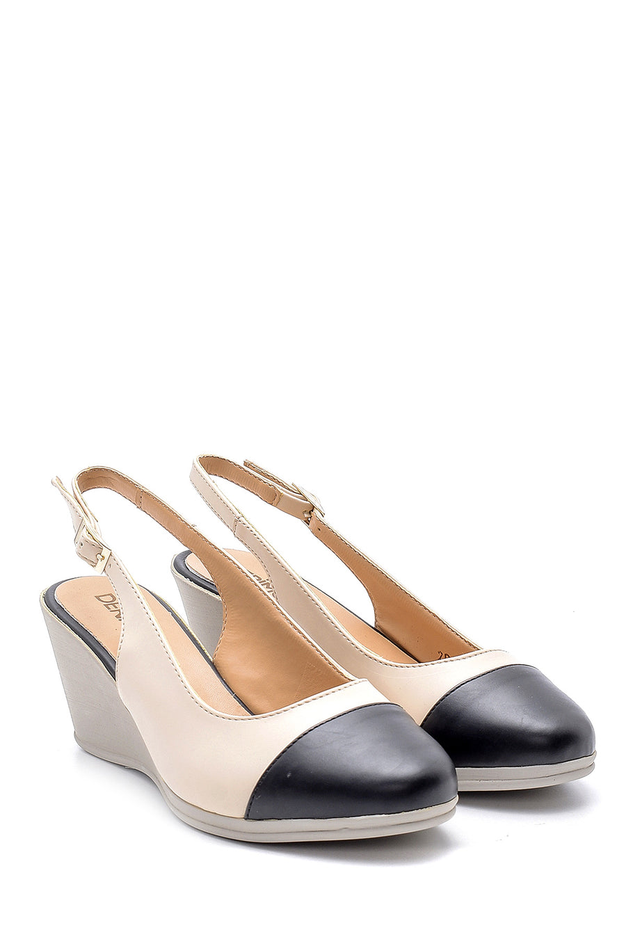 Women's Patent Leather Detailed Wedge Heeled Sandals