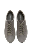 Men's Gray Leather Suede Sneaker | Derimod