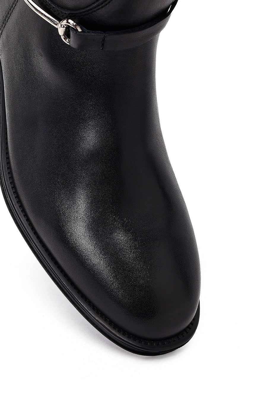 Women's Black Leather Boots with Accessories
