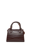 Woman Burgundy Croco Mini Shoulder Bag with Long Strap | Derimod