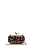 Woman Leopard Print Long Chain Strap Mini Box Evening Bag | Derimod