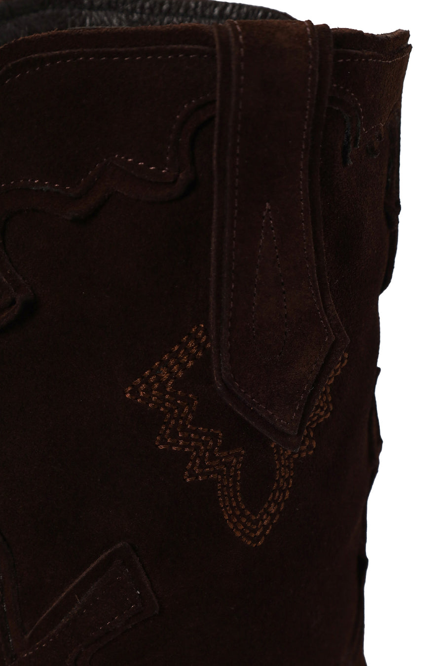 Woman Brown Thick-Heeled Patterned Suede Cowboy Boots