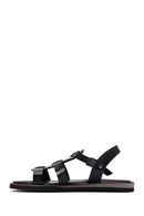 Women's Black Ankle Strap Leather Sandals | Derimod