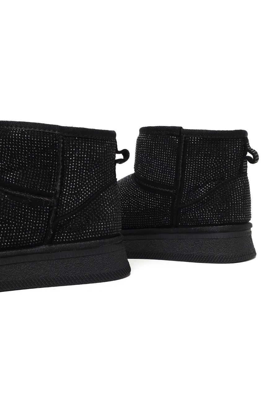 Woman Black Thick-Soled Embellished Leather Teddy Boots