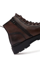 Male Brown Zip Closure Leather Casual Boots | Derimod