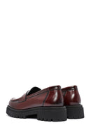 Women's Burgundy Thick-Soled Leather Loafer | Derimod