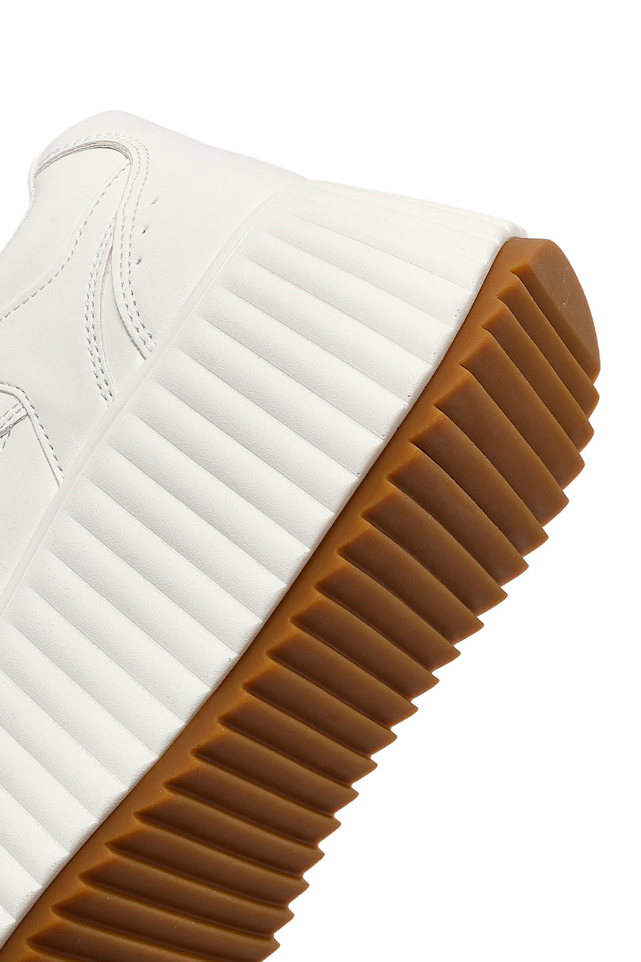 Woman White Thick-Soled Lace-Up Sneakers