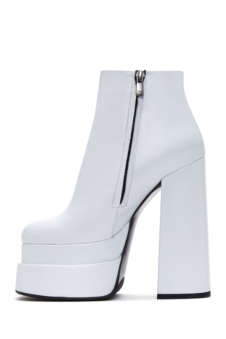 Women's White Leather Platform High Heel Boots