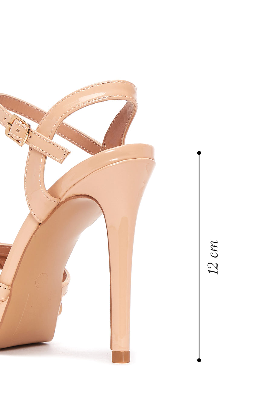 Women's Beige Patent Leather Heeled Sandals