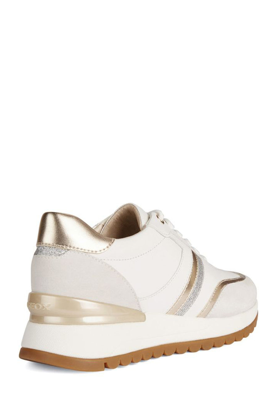 Geox Women's White Desya Thick Soled Leather Sneaker