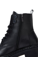 Women's Black Zippered Leather Boots | Derimod