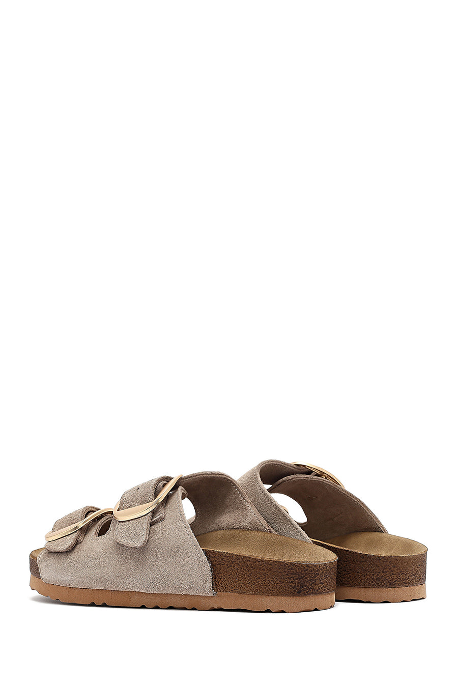Women's Mink Buckled Suede Leather Slippers