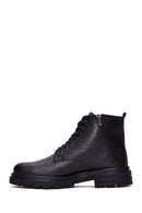 Men's Black Leather Zippered Boots | Derimod