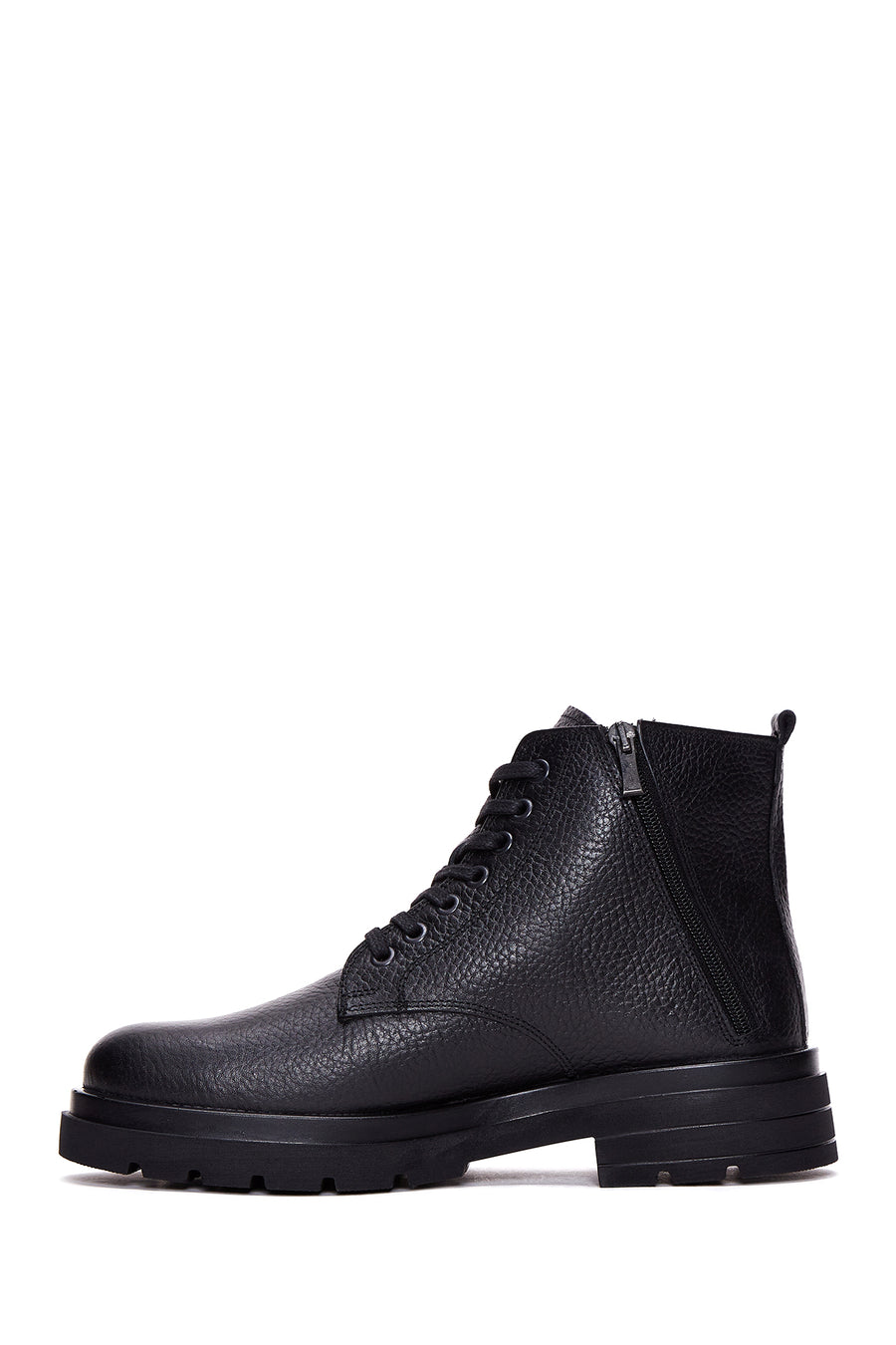 Men's Black Leather Zippered Boots