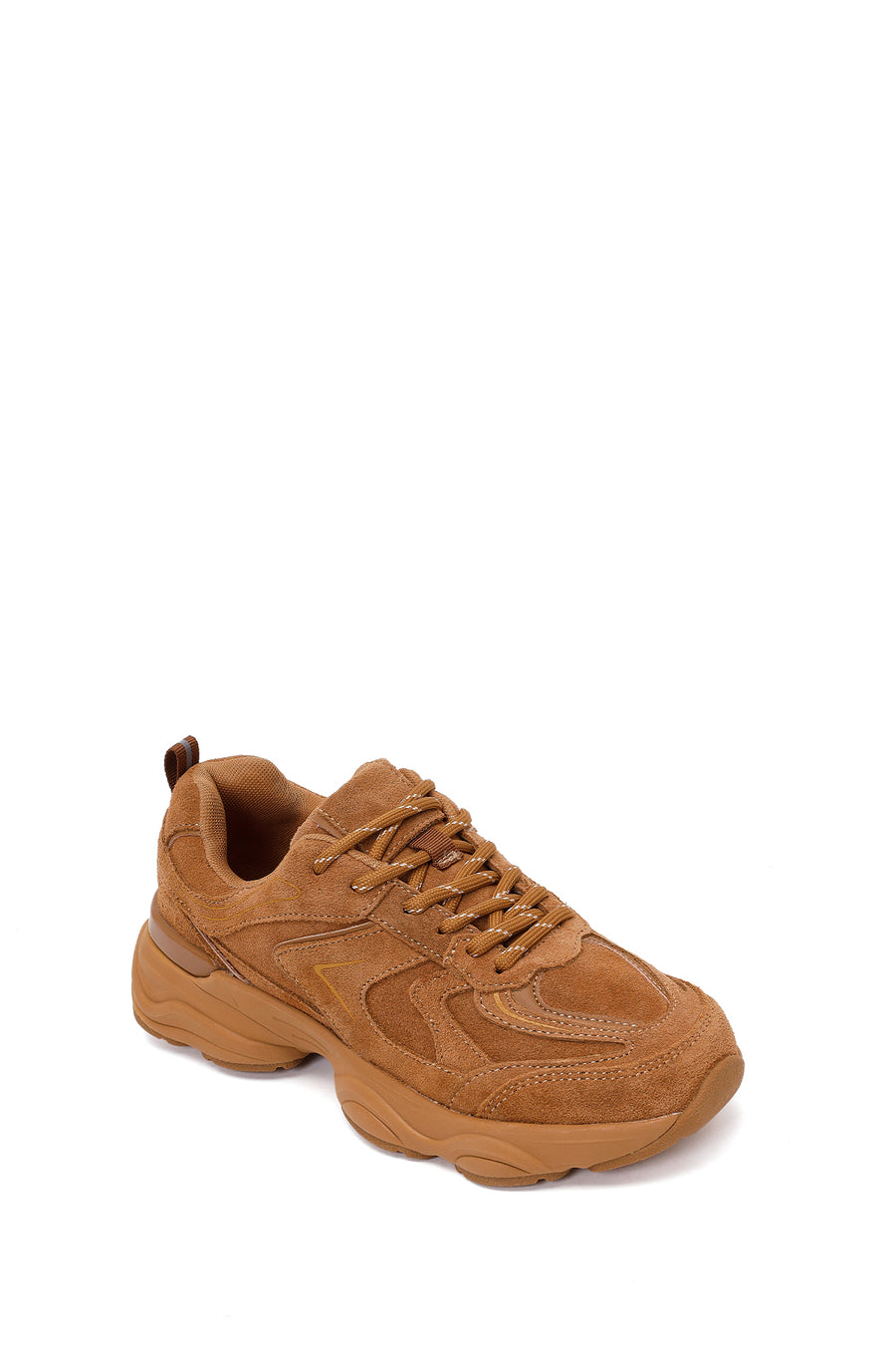 Kadın Vizon Bağcıklı Kalın Tabanlı Süet Deri Sneaker
