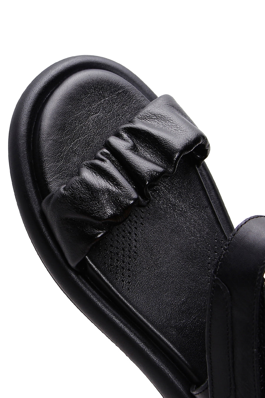 Kadın Siyah Deri Comfort Sandalet