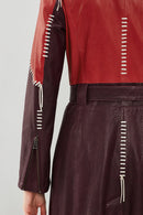 Carmen Women's Burgundy Leather Trench Coat | Derimod