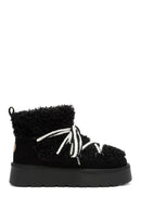 Women's Black Thick-Soled Fur-Lined Leather Boots | Derimod