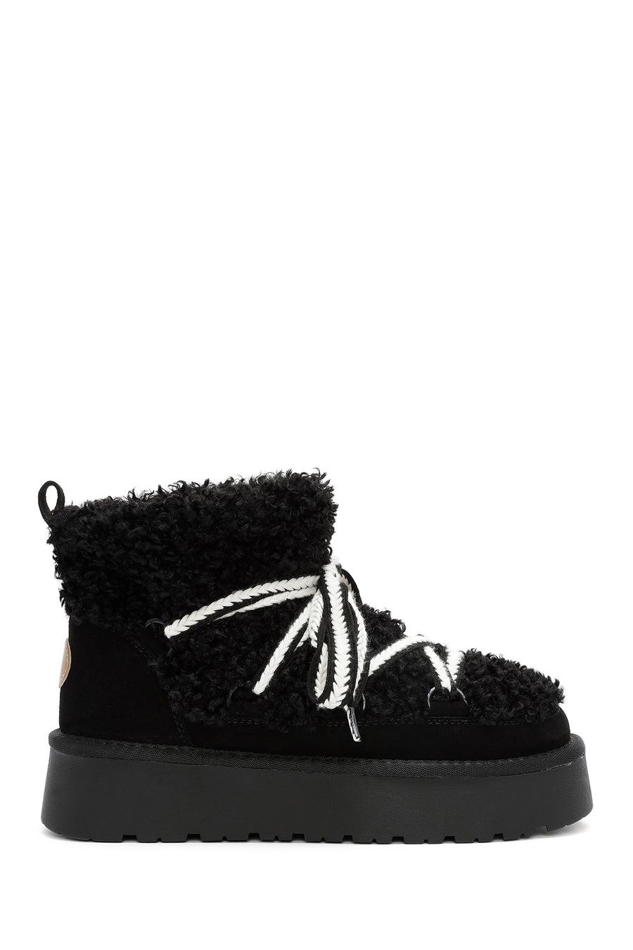 Women's Black Thick-Soled Fur-Lined Leather Boots 24WFD405214 | Derimod