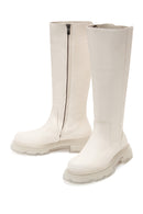 Women's Beige Zippered Leather Boots | Derimod