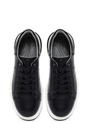 Men's Black Lace-up Thick-Sole Leather Sneaker | Derimod