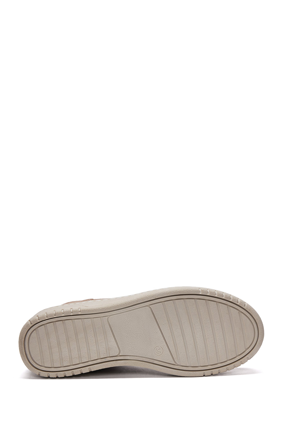 Women's Beige Suede Leather High Top Sneaker
