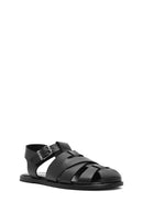 Women's Black Buckled Leather Sandals | Derimod