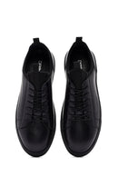 Erkek Siyah Bağcıklı Deri Sneaker | Derimod