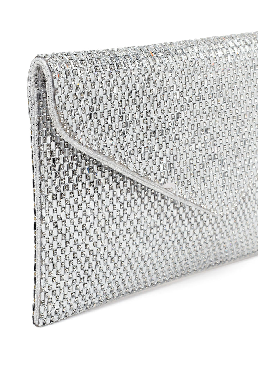 Woman Silver Chain-Strap Stone-Embellished Evening Bag