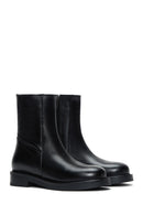 Woman Black Zippered Leather Boat | Derimod