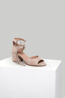Suede Ankle Strap Powder Women's Heeled Leather Sandals | Derimod