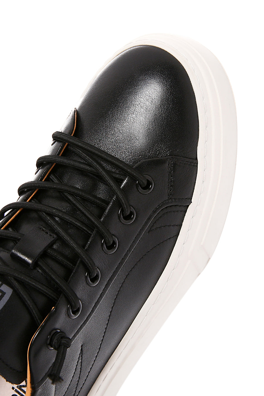 Erkek Siyah Bağcıklı Deri Sneaker