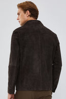 Icardi Men's Brown Suede Blazer Leather Jacket | Derimod