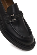 Men's Black Buckled Thick-Soled Leather Loafer | Derimod