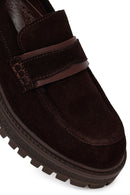 Woman Brown Thick-soled Suede Leather Masculine Loafer | Derimod