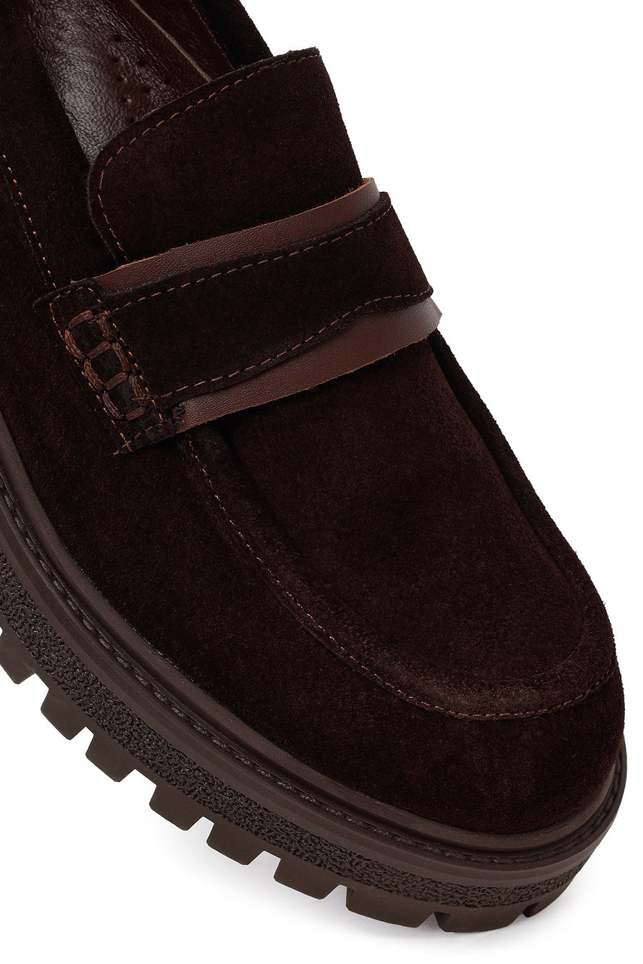 Woman Brown Thick-soled Suede Leather Masculine Loafer