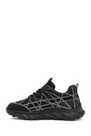 Erkek Siyah Bağcıklı Kalın Tabanlı Kumaş Sneaker | Derimod
