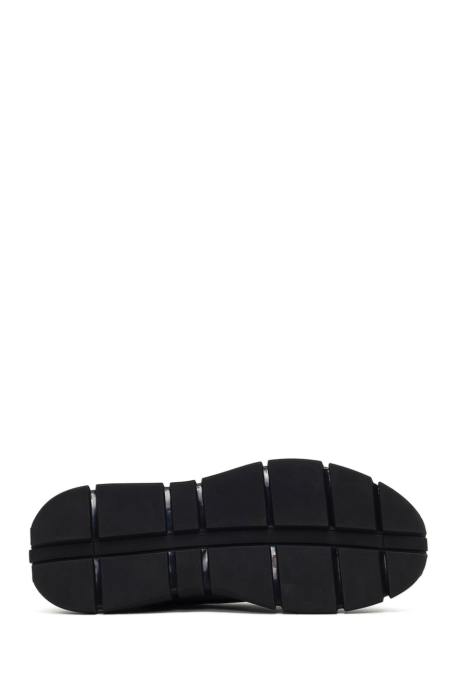 Men's Black Lace-Up Thick-Soled Leather Sneaker