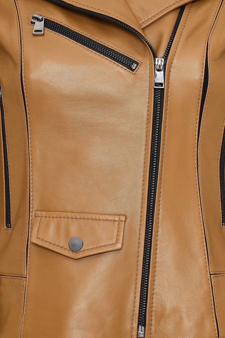 Bella Kadın Camel Biker Kısa Deri Ceket