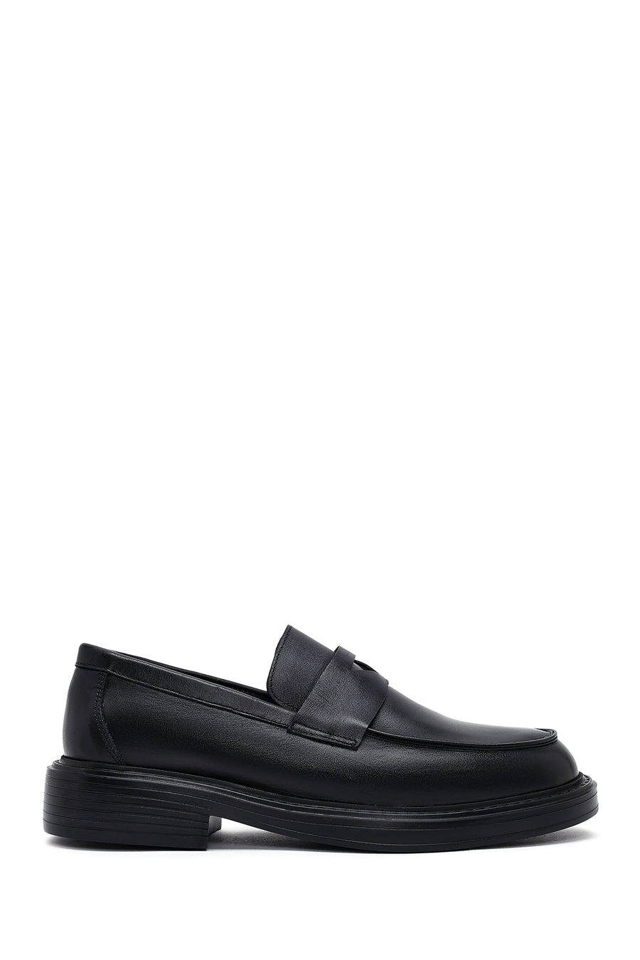 Male Black Leather Casual Loafers 25WFD685918 | Derimod