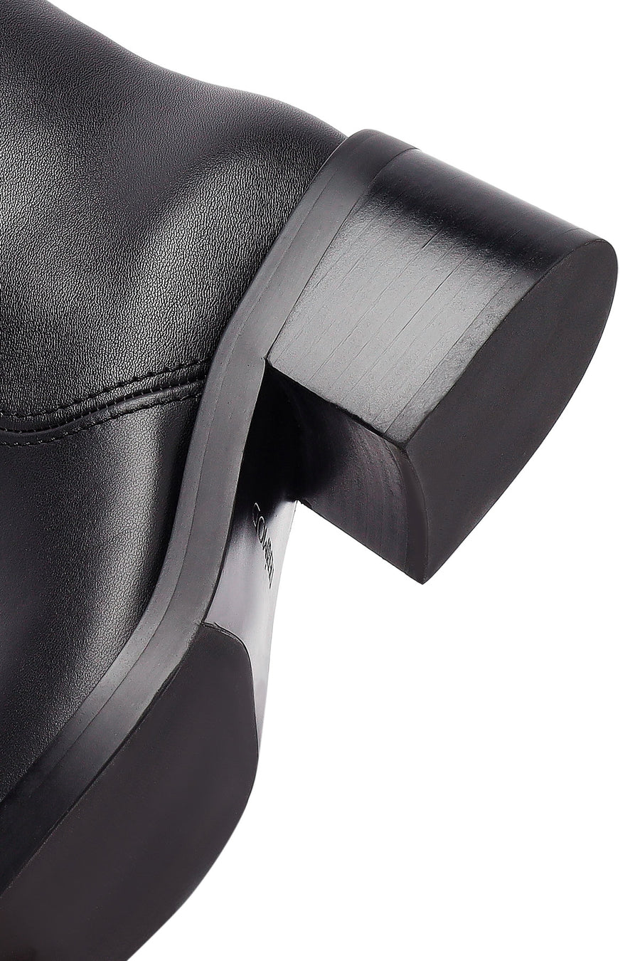Women's Black Thick Heeled Leather Boot