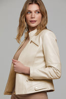 Donna Women's Beige Short Leather Jacket | Derimod