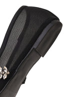 Woman Black Embellished Ballet Flat | Derimod