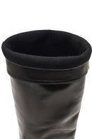 Woman Black Thin High-Heeled Leather Boots | Derimod
