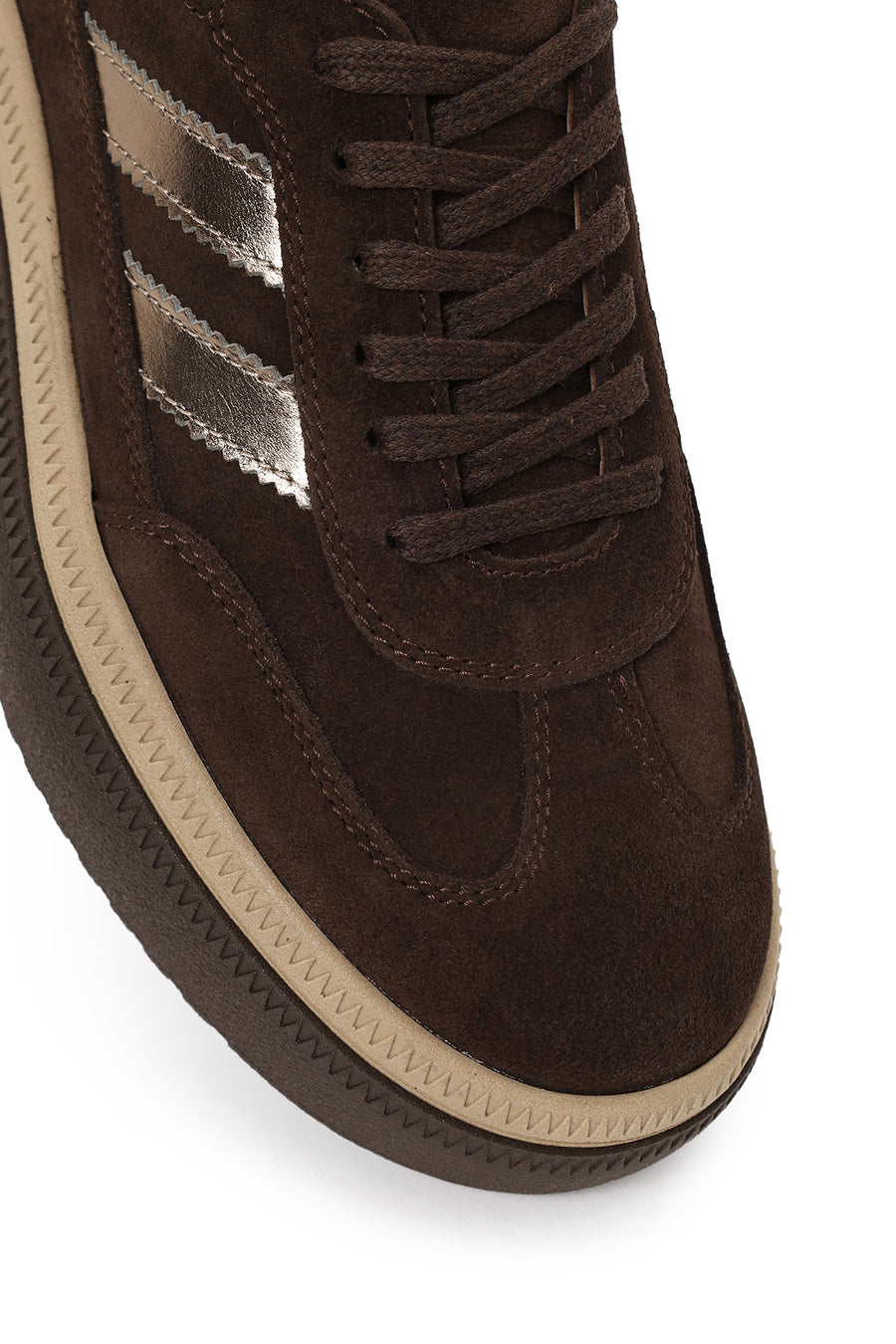 Kadın Kahverengi Bağcıklı Kalın Tabanlı Süet Deri Sneaker